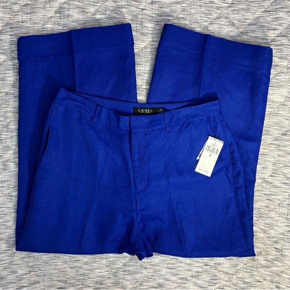 Ralph Lauren Pants - Ralph Lauren Blue High Rise Wide Leg Trousers Sz 10 NWT | Crop Wide Leg Trouser-